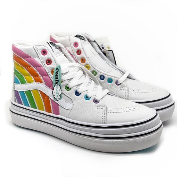 Vans Flour Shop x Super ComfyCush SK8-HI Rainbow Platform Sneakers Women’s 9 - Picture 3 of 12